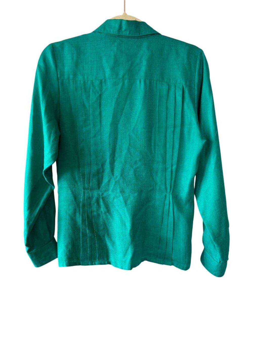 Vintage Evan Picone Petites Teal Button Front Pleated Blouse Top Size 4 - Picture 9 of 14